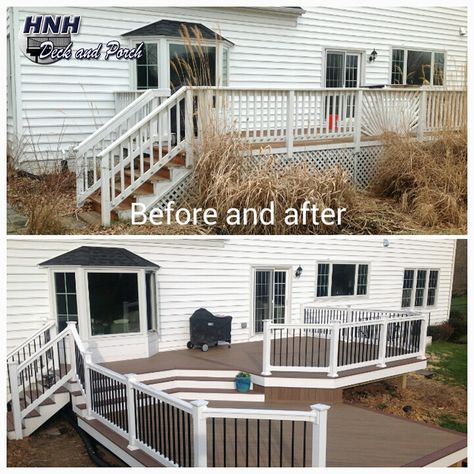 Before & After Gallery - HNH Deck and Porch, LLC 443-324-5217 Deck Remodel Before And After, Patio Addition, Deck Addition, Deck Renovation, Vinyl Deck, Deck Remodel, Outdoor Extension, Pvc Decking, Porch Addition