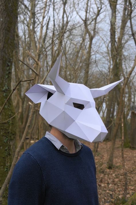 Build your own Bull Mask by Wintercroft on Etsy Half Masks, Papercraft Mask, Unicorn Mask, Horse Mask, Mask Template, Head Mask, Costume Masks, Paper Mask, Horse Diy