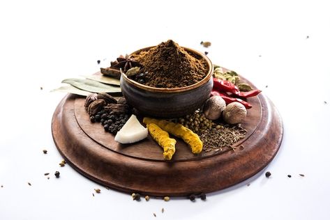 Indian garam masala powder in bowl and i... | Premium Photo #Freepik #photo #coriander-powder #spices-powder #pepper-powder #garam-masala Moody Background, Garam Masala Powder, Pepper Powder, Coriander Powder, Garam Masala, Premium Photo, Chips, Stock Photos, Stuffed Peppers