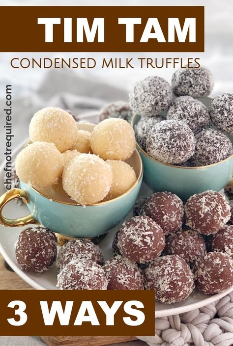 Chocolate Balls Recipe, Truffle Recipe Easy, Easy Truffles, Christmas Truffles, Condensed Milk Recipes, Tim Tam, Malted Milk, Truffle Recipe, Xmas Food