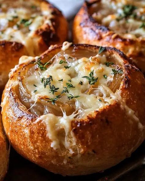 French Onion Soup In Bread Bowl, Bread Bowl Stew, French Onion Soup Bread Bowl, Soup And Bread Bowls, Soups For Bread Bowls, Stuffed Seafood Soup Bread Bowl, Bread Bowl Ideas, Breadbowl Soup, Sourdough Dinner Recipes