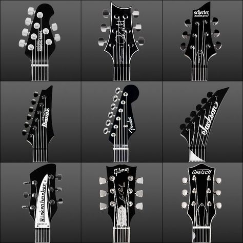 Guitar Headstock Shapes, Electric Guitar Shapes, Guitar Headstock Design, Electric Guitar Headstock, Guitar Types, Electric Guitarist, Guitar Shapes, Head Types, Guitar Headstock