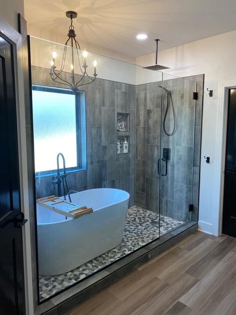 Cute Kitchen Remodel, Small Bath Wetroom, Sit Up Bath Tub, Master Shower And Bath Combo, Restroom Remodel Ideas Shower And Tub, Bathtubs And Showers, Small Walk In Shower With Tub Inside, Bathtub In Shower Walk In Small Spaces, Family Room Coastal Style