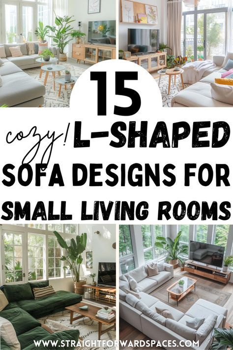 Struggling with your L-shaped sofa layout? This post shows you 15 ideas for how to arrange an L-shaped sofa designs for small living rooms. Also sharing ideas for: l shape sofa living room, small living room layout, couches for small spaces, sectional sofa living room, small living room decor ideas, and more! Sectional In Small Living Room Layout, U Shaped Couch Living Room, Shape Sofa Living Room, L Shape Sofa Living Room, L Shaped Living Room Layout, Sectional Couch Layout, Small Couches Living Room, Sectional Sofa Layout, Apartment Sectional Sofa