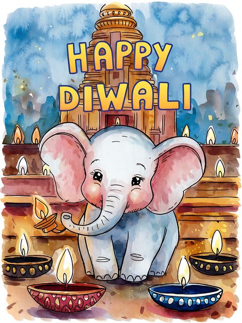 Free Happy Diwali Greeting Card with Elephant and Diya Deepavali Greetings Cards, Happy Deepavali, Hindu Festival Of Lights, Diwali Greeting, Diwali Greeting Cards, Balloon Background, Diwali Diya, Valentine Background, Diwali Greetings