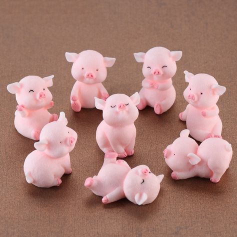 Diy Crafts Keychain, Fairy Garden Gnomes, Garden Figurines, Australia Animals, Pig Figurines, Cute Pigs, Miniature Fairy, Miniature Fairy Gardens, Miniature Figurines