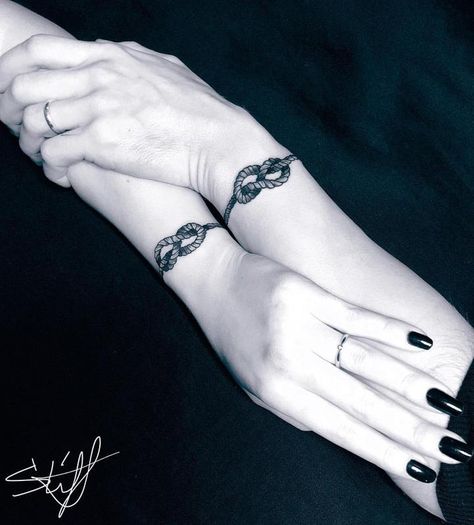 The Wrist Knot Tattoo 1 Small Knot Tattoo, Knot Bracelet Tattoo, Knot Tattoo Meaning, Celtic Knot Wrist Tattoo, Endless Knot Tattoo, Wrist Tattoo Design, Feather Tattoo Wrist, Rope Tattoo, Inner Wrist Tattoos