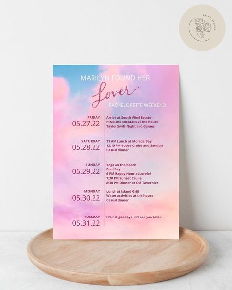 Taylor Swift Bachelorette Party Itinerary Template Taylor Swift Hen Party, Taylor Swift Bachelorette Party Ideas, Taylor Swift Themed Bachelorette Party, Taylor Swift Bachelorette Party, Party Itinerary Template, Bachelorette Party Itinerary Template, Bridal Balloons, Party Itinerary, Bachelorette Party Itinerary