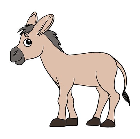 How to Draw Donkey: Step 10 How To Draw Donkey, Donkey Drawings Easy, Donkey Drawing Easy, How To Draw Donkey From Shrek, Draw Donkey, Donkey Drawing Sketches, Cartoon Donkey Drawing, Cartoon Donkey Images, Donkey Clipart