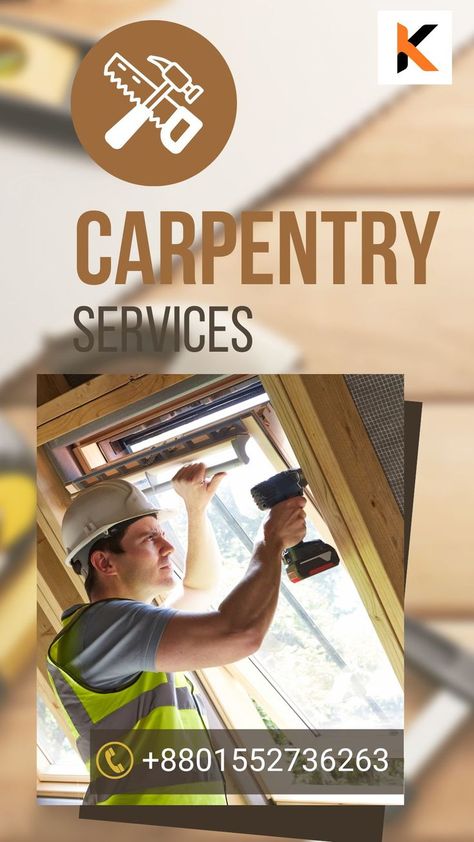 If you are looking for the best carpentry service? Kormi24 has professional carpenters for wooden furniture making repair works in Dhaka. Please Contact us now! Carpenter Business Card Design, Carpenter Logo Design, Carpenter Artwork, Carpenter Quotes, Ac Logo, Ad Video, Carpentry Services, Lahore Pakistan, Beach Poses