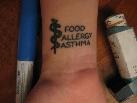 Allergy and Asthma: Allergy Tattoo, Medical Alert Tattoo, Tattoos That Mean Something, Inner Wrist Tattoos, Medical Tattoo, Awareness Tattoo, Tattoos For Lovers, Allergy Asthma, Metal Tattoo