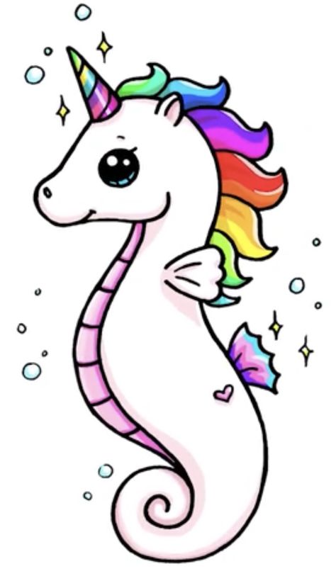 Seahorse Unicorn Rainbow Unicorn Drawing, Drawing With Numbers, How To Draw Unicorn, Draw Unicorn, Seahorse Drawing, Drawing On Canvas, Easy Animal Drawings, Majestic Unicorn, Unicorn Drawing