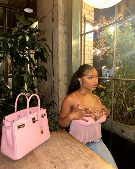 Earthbound Angel Pink Birkin Bag Aesthetic, Birkin Bag Aesthetic, Pink Birkin, Boujee Lifestyle, Feminine Black Women, Black Femininity, Girly Dresses, Pink Girly Things, Dream Style