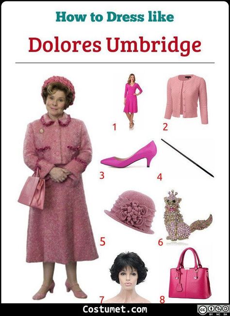 Dolores Umbridge (Harry Potter) Costume Umbridge Harry Potter, Professor Umbridge, Harry Potter Tea Party, Ron E Hermione, Harry Potter Kostüm, Harry Potter Professors, Pink Knit Cardigan, Harry Potter Halloween Costumes, Harry Potter Costumes