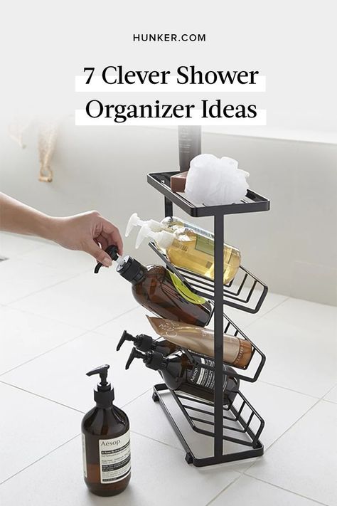 These shower caddy ideas can accommodate any type of shower, from walk-in stalls to those with rain showerheads or handhelds — so you'll never be mid-shower-bliss and find products raining down on you again. #hunkerhome #shower #storage #showerstorage #showerorganization #showercaddy Shower Storage Solutions, Bathroom Improvements, Standing Shower, Walk In Shower Designs, Modern Bathroom Accessories, Shower Storage, Shower Organization, Unique Shower, Shower Caddy