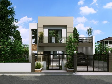 Modern House Design Series: MHD-2014014 | Pinoy ePlans - Modern house designs, small house design and more! Small Contemporary House Plans, Small House Architecture, Small House Design Architecture, Small Modern House Plans, Two Story House Design, Double Storey House, 2 Storey House Design, Two Story House, Modern Small House Design