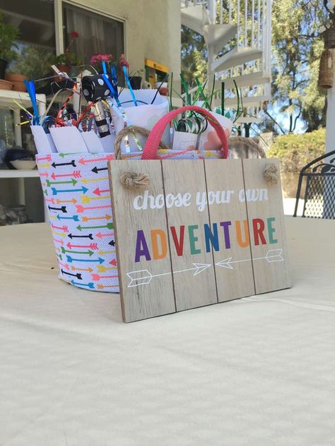 Outdoor Adventure Birthday Party Ideas, Choose Your Own Adventure Birthday, Glamping Bday Party Ideas, Sweet 16 Glamping Bday Party, Adventure Birthday Invitations, Adventure Birthday Party, Glamping Birthday Party, Birthday Return Gifts, Glamping Birthday