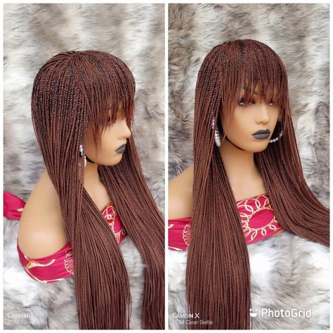 Braided hairstyles - Braids - Braids hairstyles - Braid hairstyles French Braids Hairstyle, Micro Fringe, Braided Bangs Hairstyles, Burgundy Box Braids, Agbada Design, Bday Hair, African Natural Hairstyles, Colored Box Braids, Women Cornrows