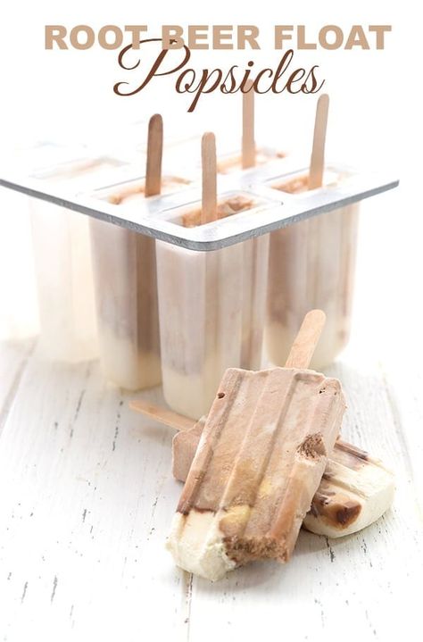 Easy keto root beer float popsicles make a kid-friendly sugar free treat. These are so easy to make, take 4 ingredients, and the whole family loves them. And these fun popsicles have less than 1g Fun Popsicles, Keto Popsicles, Root Beer Float Popsicles, Root Beer Float Recipe, Low Carb Ice Cream Recipe, Popsicles Recipe, Float Recipes, Sugar Free Treats, Low Carb Ice Cream