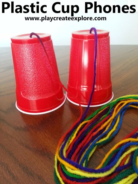 Play Create Explore: Plastic Cup Phones- An oldie but a goodie! Plastic Cup Crafts, Cup Phones, Magic School Bus, Cup Crafts, Petite Section, Preschool Science, Creative Activities For Kids, Childrens Church, Plastic Cups