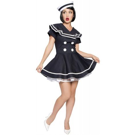 PinUp Captain Costume  SmallMedium  Dress Size 26 ** You can get more details by clicking on the image. Fantasia Plus Size, Sailor Halloween Costumes, Pinup Costume, Sailor Halloween, Stile Pin Up, Captain Costume, Military Costumes, Plus Size Costume, Flair Dress