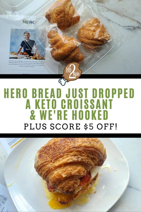 Hero Bread's new low-carb, sugar-free croissant is buttery, flaky and delicious! These low-carb croissants make a great keto breakfast. Plus, score $5 off with our exclusive deal. Keto Croissant Recipe, Keto Croissant, Avocado Chicken Salad Recipe, Keto Products, Croissant Recipe, Sprouts Farmers Market, French Bakery, Slider Recipes, Fava Beans