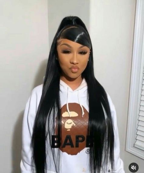 pinterest : @kjvougee ' 💋 follow for more poppin' pins! 🦄 #lacefrontal 👣 Looks Hip Hop, High Ponytail Hairstyles, Weave Ponytail Hairstyles, Remy Hair Wigs, Brazilian Straight Hair, Frontal Hairstyles, High Ponytail, Hair Ponytail Styles, Hair Laid