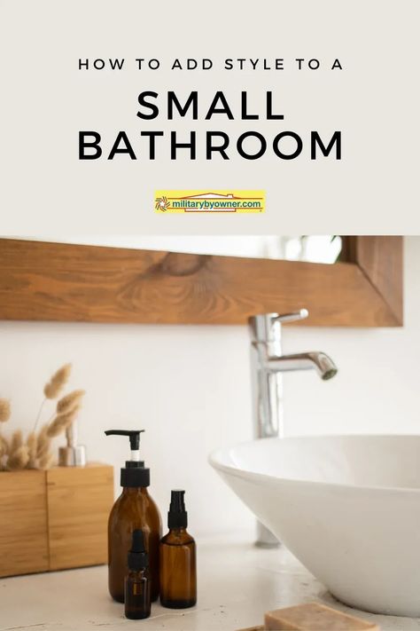 Learn how to add style to your small bathroom with these budget-friendly tips and ideas. From renovating to decorating, learn ways to maximize space and create a stylish bathroom that reflects your personal style. #homedecor #decorating Military Housing Decorating, Unique Bathrooms, Small Bathroom Renovation, Compact Bathroom, Small Bathroom Storage, Small Bathroom Ideas, Small Bathroom Design, Tiny Bathroom, Stylish Bathroom