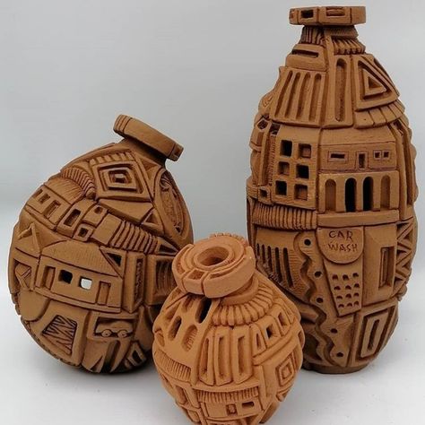 Ceramic Building, 3d Tiskárna, Carved Pottery, Clay Vases, Coil Pottery, Ceramic Sculpture Figurative, Vase Deco, Sculpture Art Clay, Advanced Ceramics