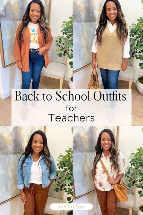 I can't believe it's almost Fall and officially back to school. It's time to start thinking about cute and functional outfits for teachers! These teacher looks are trendy, stylish and can be dressed up for a more chic look or dressed down for a more everyday casual outfit. Tap here to shop all 30 looks! Paraprofessional Outfits, Cute Outfits For Teachers, Functional Outfits, Outfits For Teachers, Teacher Looks, Casual Teacher Outfits, Casual Teacher Outfit, Teacher Outfit Ideas, School Finds