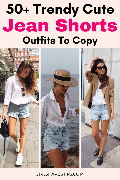 Cutoff Jean Shorts Outfit, Jean Cutoff Shorts Outfit, Style Long Jean Shorts, How To Wear Jean Shorts, Jean Shorts Outfit 2023, Ripped Shorts Outfit Summer, Classy Denim Shorts Outfit, Light Denim Shorts Outfit, Cute Jean Short Outfits