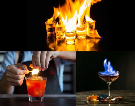 Check out this amazing list of drinks that you can set on fire for a spectacular fire show to entertain your guests! Dr Pepper Drink, Coffee Cocktail Recipes, Flaming Cocktails, Flaming Drinks, Flaming Dr Pepper, Marshmallow Drink, Espresso Martini Ingredients, Light Drinks, Italian Drinks