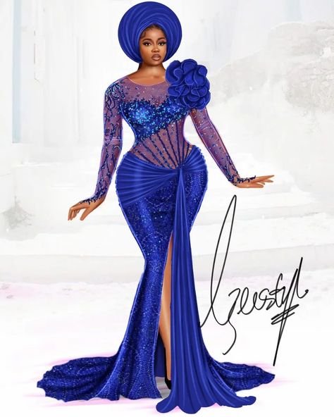 Royal Blue Aso Ebi Lace Styles, Royal Blue Asoebi, Ashoebi Gowns, Blue Asoebi, Asoebi Lace Styles Classy, Royal Blue Lace Dress, Aso Ebi Lace Styles, Wedding Fits, Ankara Short Gown Styles