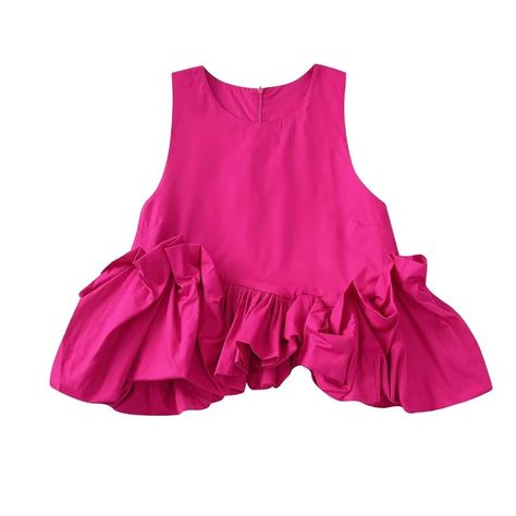 Zevity Women O Neck Sleeveless Hem Pleated Ruffles Short Smock Blouse Female Asymmetric Shirt Chic Zipper Blusas Tops LS1543 _ - AliExpress Mobile Skirt Two Piece, Smock Blouse, Asymmetrical Blouse, 3d Rose, Stil Elegant, Skirt Sets, Hem Skirt, Spring Women, Ruffle Shorts