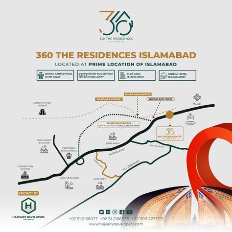 𝐀𝐜𝐜𝐞𝐬𝐬𝐢𝐛𝐢𝐥𝐢𝐭𝐲 𝐢𝐬 𝐭𝐡𝐞 𝗺𝗮𝗶𝗻 𝗳𝗮𝗰𝘁𝗼𝗿 While Choosing Place for Residential purposes. 360 The Residences Islamabad is located at the endpoint of the 𝗻𝗲𝘄 𝗕𝗵𝗮𝗿𝗮 𝗞𝗮𝗵𝘂 𝗕𝘆𝗽𝗮𝘀𝘀. 𝗚𝗔𝗠𝗘 𝗖𝗛𝗔𝗡𝗚𝗘𝗥 for the area making your investment more secure. A project by Hajvairy Developers Pvt. Ltd. For more information call us now: 📞+92 309-2277771 +92 51 2166077 +92 51 2166055 🌐 www.hajvairydevelopers.com 📧 info@hajvairydevelopers.com Map Location Poster Design, Social Media Images Design, Online Bookkeeping, Real Estate Advertising, Images Design, Real Estates Design, Presentation Layout, Graphic Design Lessons, Poster Ideas