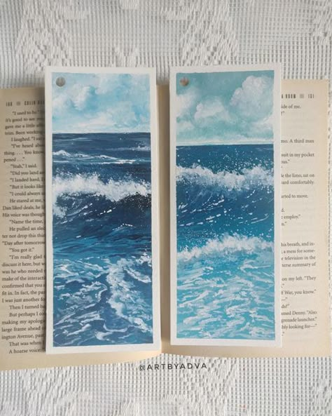 Sea Bookmark, Bad Room, Watercolor Scenery, Watercolor Bookmarks, Watercolor Ocean, Gouache Art, Thomas Shelby, Hijab Girl, Sea Painting