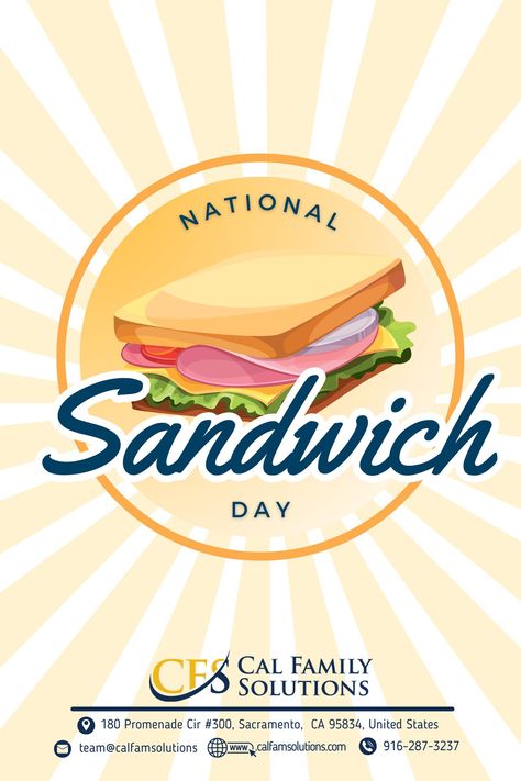 From classic combos to outrageous creations, every bite's an adventure. Happy National Sandwich Day! 🌭 🥪 🍔😋 National Food Day, National Food Day Calendar, National Sandwich Day, National Burger Day, National Icecream Day, Sandwich Day, Tasty Recipes, Holiday Greetings, Creative Ideas