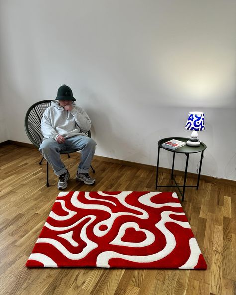 Tufting Artist, Wavy Rug, Abstract Rug Design, Tufting Rug, Artistic Rugs, A6 Notebook, First Apartment Decorating, Contemporary Crafts, Cute Room Decor