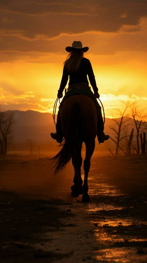 A horseback riding cowgirls silhouette against the twilight sky Vertical Mobile Wallpaper AI Generated Horse Riding Aesthetic, Twilight Sky, Cowgirl And Horse, Horse Wallpaper, Cowgirl Aesthetic, Horse Aesthetic, Western Riding, Trail Riding, Cow Boy