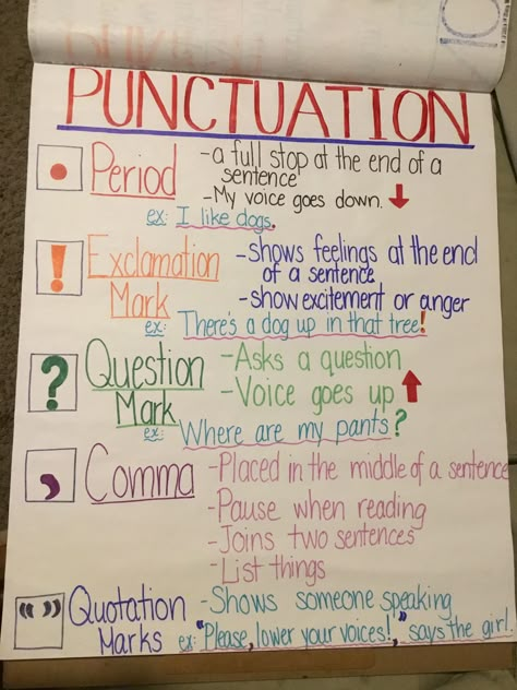 Punctuation for 1st grade Punctuation Anchor Chart 2nd Grade, Sentences 1st Grade, 1st Grade Punctuation, Punctuation 3rd Grade, Punctuation Lesson 2nd Grade, Types Of Sentences Anchor Chart 1st Grade, Punctuation Anchor Chart First Grade, Proofreading Anchor Chart, Capital Letters And Punctuation