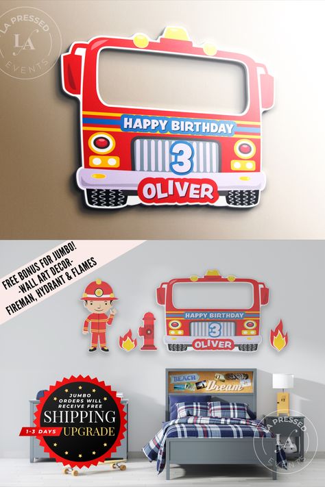 Photo Booth Frame, Wall Accessories, Yard Signs, 2nd Birthday Parties, Fire Trucks, Firefighter, 2nd Birthday, Photo Booth, Lunch Box