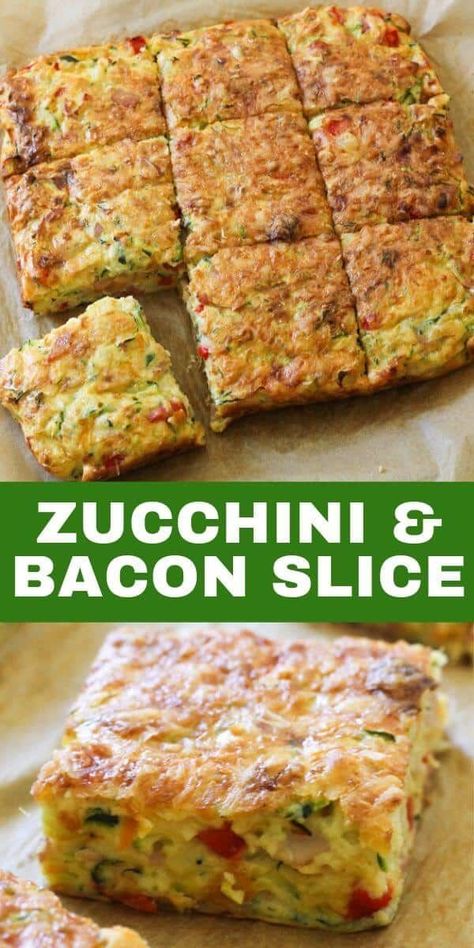 Out Of The Box Recipes, How To Use Extra Large Zucchini, Vegetables For Breakfast Ideas, Healthy Savoury Breakfast Recipes, Healthy Lunchbox Recipes, Savoury Slice, Kids Lunch Boxes, Slice Recipe, Zucchini Slice