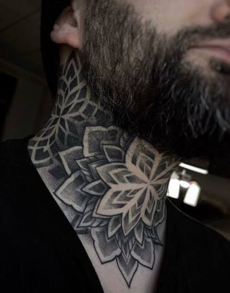 Neck Tattoos Men Throat, Mandela Neck Tattoo, Full Throat Tattoo Men, Back Of Neck Tattoo Men, Neck Tattoo Men, Mars Tattoo, Flower Neck Tattoo, Front Neck Tattoo, Cute Elephant Tattoo