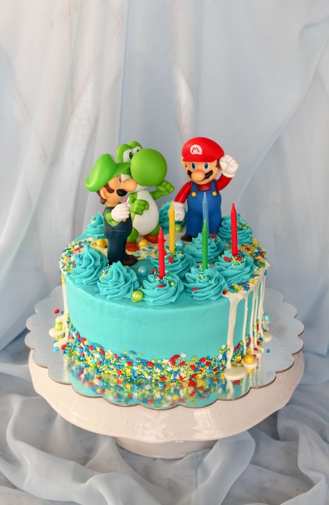 Super Mario Birthday Cake Mario Birthday Cake 5, Mario Party Birthday Cake, Mario Bday Cake, Easy Boy Birthday Cake, Cool Birthday Cakes For Boys, Small Mario Cake, Super Mario Birthday Cake Buttercream, Mario And Luigi Birthday Cake, Super Mario Birthday Party Cake