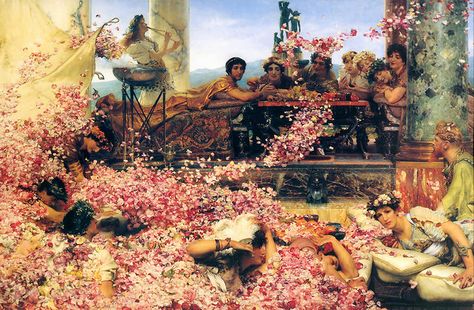 The Roses of Heliogabalus by Sir Lawrence Alma-Tadema  -There's something about this painting, which I've always been in love with- The Roses Of Heliogabalus, Roses Of Heliogabalus, Lawrence Alma Tadema, Istoria Artei, Victorian Paintings, Dutch Painters, Hur Man Målar, Pre Raphaelite, Victorian Art