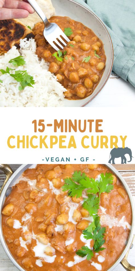 Easy Chickpea Curry, Vegan Chickpea Curry, Chickpea Curry Recipe, Vegan Curry Recipes, Vegan Chickpea, Vegan Curry, Chickpea Recipes, Chickpea Curry, Oil Free Vegan