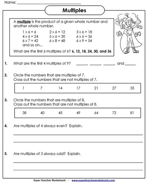 Worksheets On Multiples And Factors Multiples Worksheet, Common Multiples, Factors And Multiples, Greatest Common Factors, Common Factors, Super Teacher, Free Math Worksheets, Interesting Topics, English Worksheets