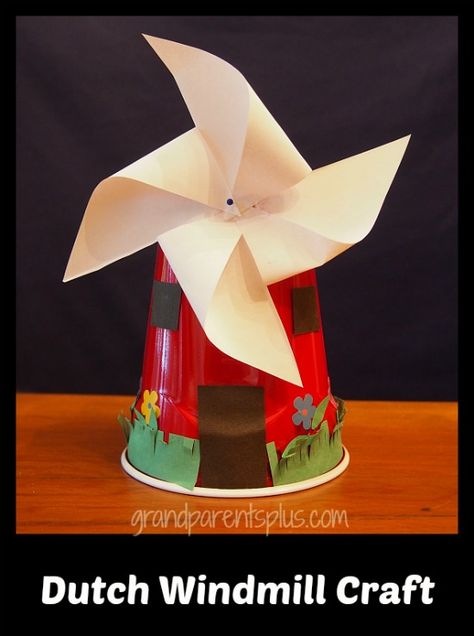 Wouldn't this Dutch Windmill Craft would be fun to use when studying about other countries around the world?  Windmills are a traditional icon for the Netherlands often seen on all sorts of souvenirs. This project is great for elementary school-age children. Windmill Craft For Kids, Windmill Craft, Around The World Crafts For Kids, Multicultural Crafts, Kids Craft Tables, Wisdom Art, Prek Ideas, Wishing Wells, Around The World Theme