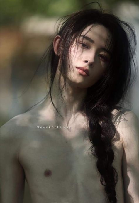 Long Hair Drawing, Asian Long Hair, Black Hair Boy, Asian Male Model, Androgynous Hair, Androgynous Models, Boys Long Hairstyles, Fantasy Hair, Chinese Hairstyle