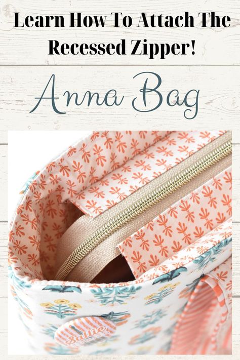 This gorgeous kit comes with a 1-1/2" recessed zipper that is easy and simple to attach! 😍 To watch the tutorial on assembling your Anna Bag, follow the link to the video! 👜✂️ How To Sew A Recessed Zipper On A Bag, Purse Liner Diy, Drop In Lining Bag Tutorial, Recessed Zipper Tote Bag Tutorial, Diy Bag With Zipper, Zippered Tote Bag Tutorial, Recessed Zipper, Sallie Tomato, Zipper Tutorial